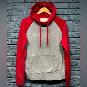 American Eagle Men’s Hoodie Gray with red sleeves Size Small